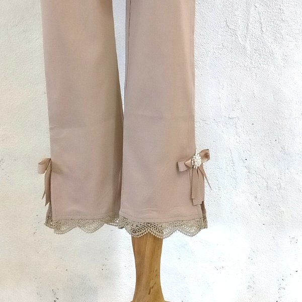 画像14: 【●半額以下SALE● LaLa 】超人気グレードアップ裾スカラップレーステーパードパンツ送料220円代引は通常送料 (14)